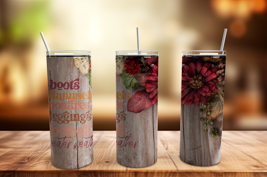 All Things Fall 20oz Skinny Stainless Tumbler