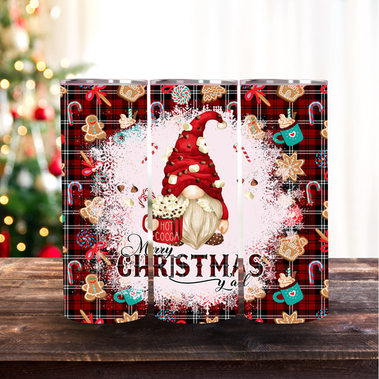 Christmas Gnome 20oz Skinny Stainless Tumbler