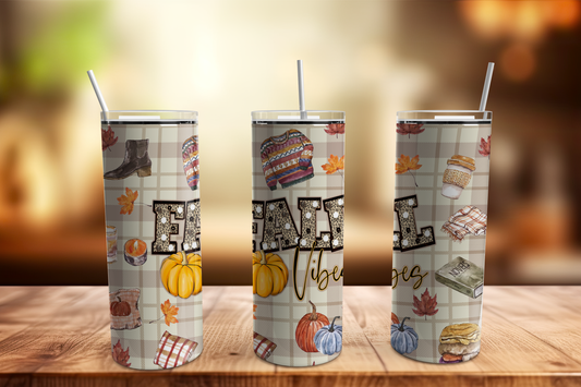 Fall Vibes 20oz Skinny Stainless Tumbler