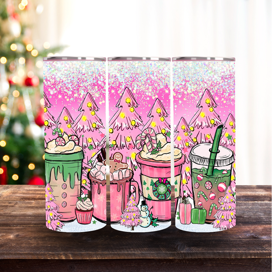 Pink Christmas 20oz Skinny Stainless Tumbler