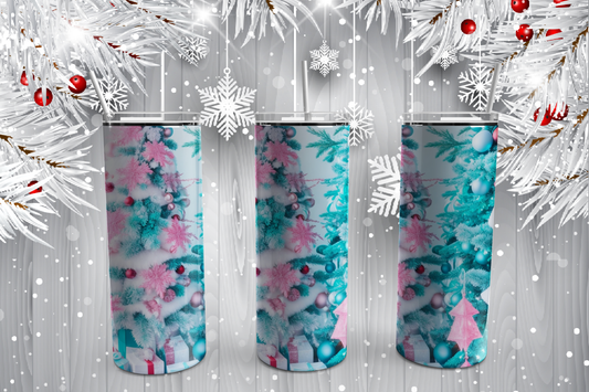 Pink and Teal Presents 20oz Skinny Stainless Tumbler