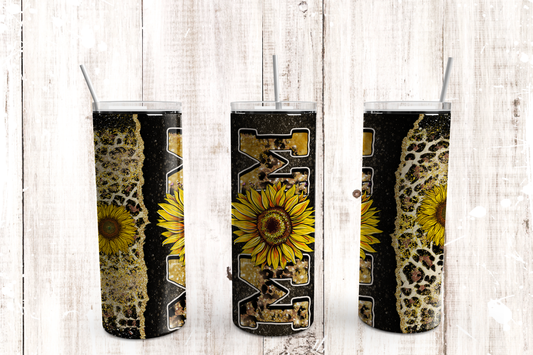 Mom with Sunflowers 20oz Skinny Stainless Tumbler