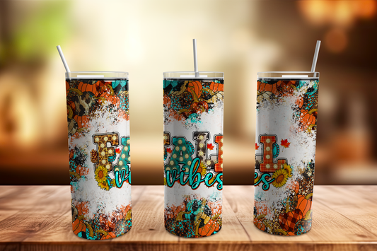 Teal Fall Vibes 20oz Skinny Stainless Tumbler