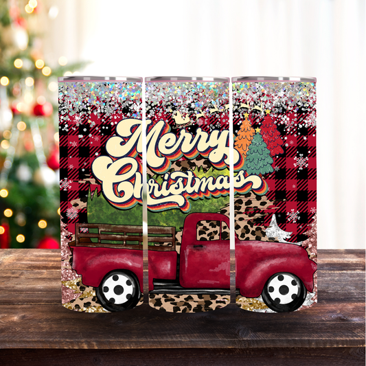 Red Truck Christmas 20oz Skinny Stainless Tumbler