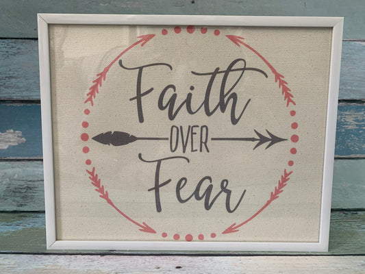 Faith Over Fear 8x10 Framed Canvas Print