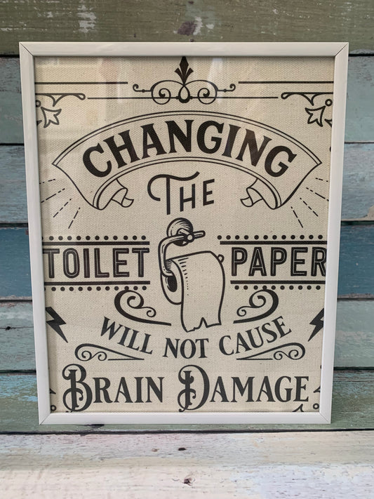 Changing The Toilet Paper 8x10 Framed Canvas Print