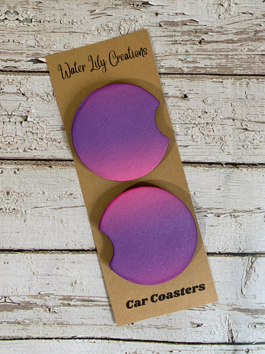 Pink Watercolor Splash Neoprene Car Coasters
